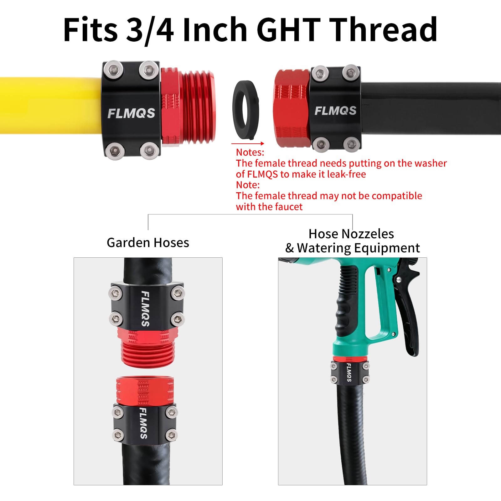 FLMQS rubber washers ensure snug, watertight connections when repairing hoses.