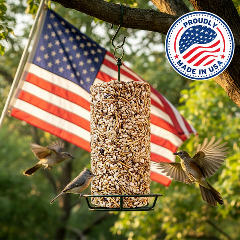 Flockin backyard bird attractor at feeder drawing multiple species