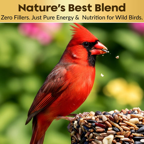 Flockin' Cardinal seed cylinder in dry conditions prevents soggy feed.