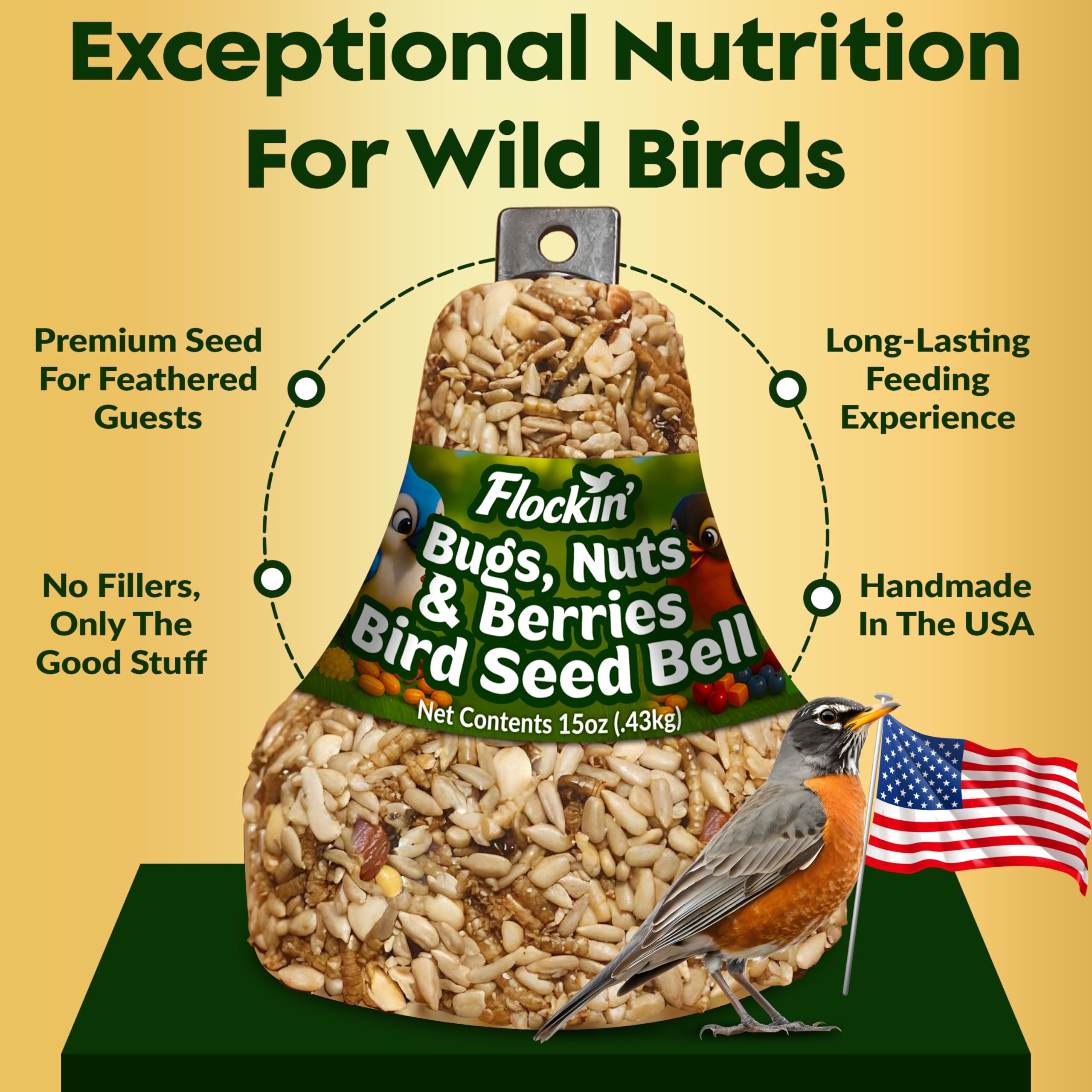 Flockin' cardinals, bluejays, and woodpeckers benefit from this attractant blend.
