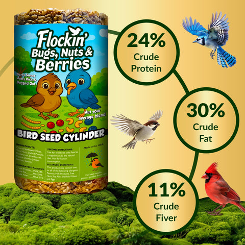 Flockin cranberries and papaya chunks boost appeal for foraging sessions.