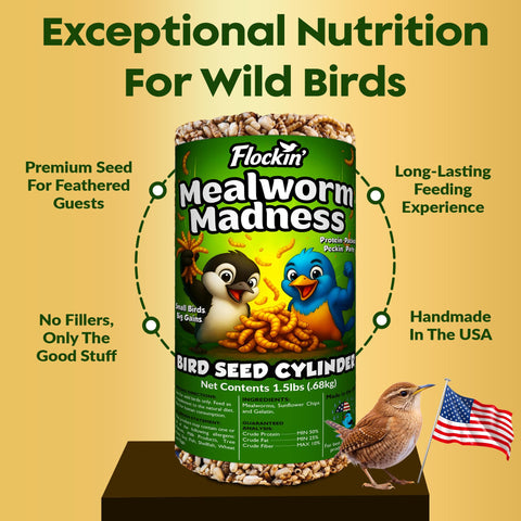 Flockin dried mealworms close up for wild birds