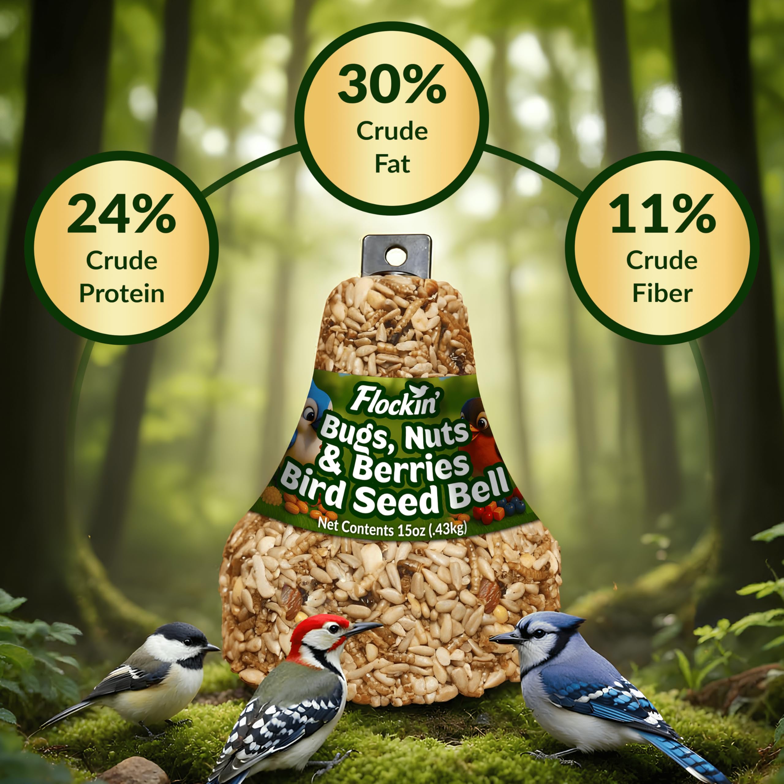 Flockin' tips: hang in dry conditions for longer-lasting feeding.
