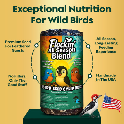 Flockin high-energy all natural blend helps support active cardinals and blue jays.