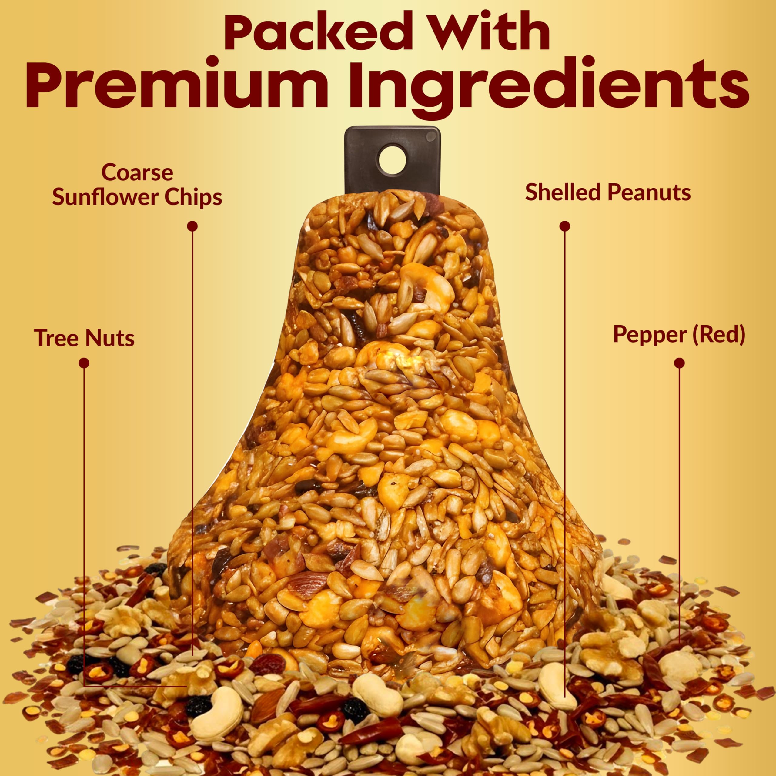 Flockin' Hot Pepper Bird Seed Bell center piece with a pre-made hanging hole.
