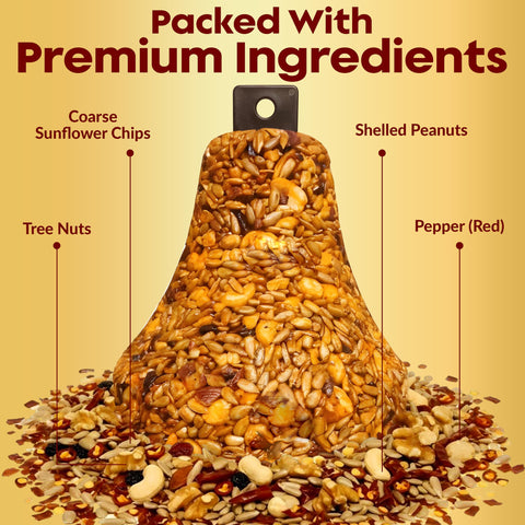 Flockin' Hot Pepper Bird Seed Bell center piece with a pre-made hanging hole.