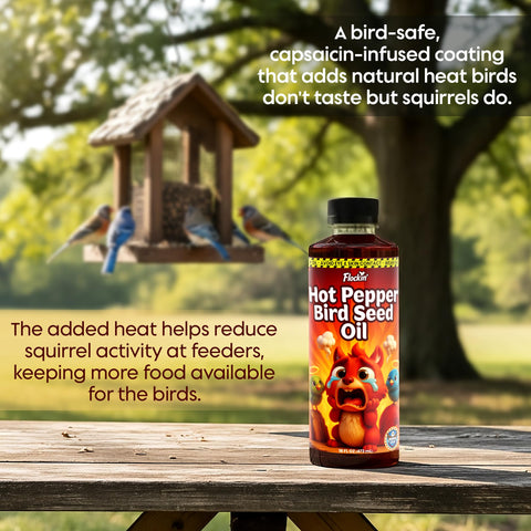 Product packaging display featuring Flockin' pepper oil