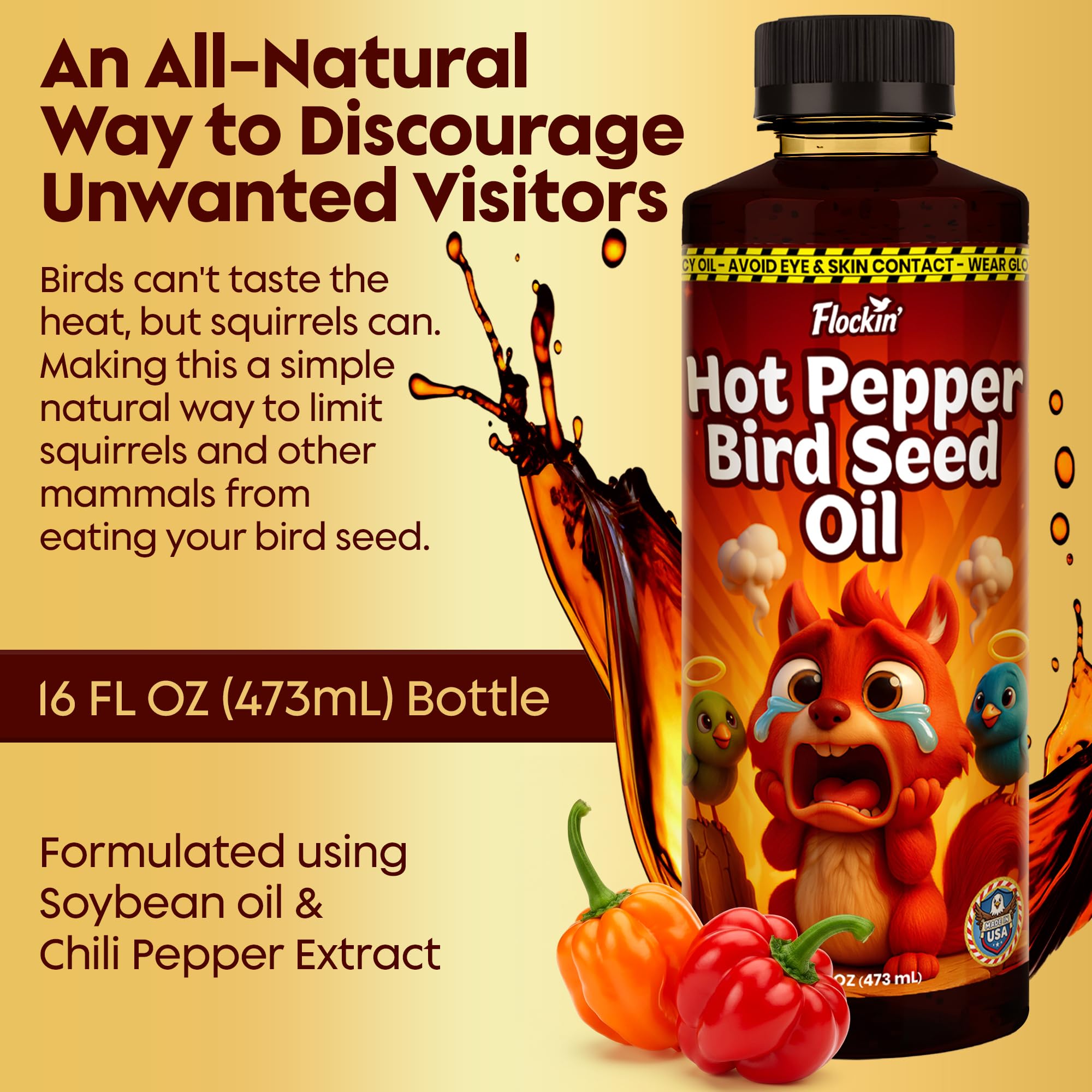 Seed coated with Flockin' pepper oil for even coverage