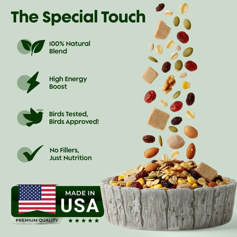 Flockin' shelled peanuts image—protein for active birds on cold days.