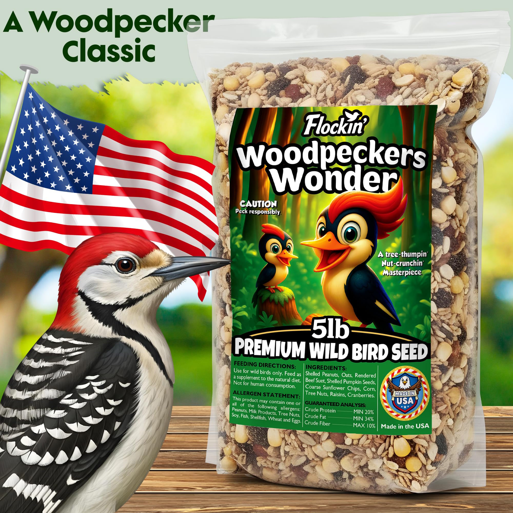 Flockin' tree-attracting birds image—nuthatches and chickadees drawn to trunks.
