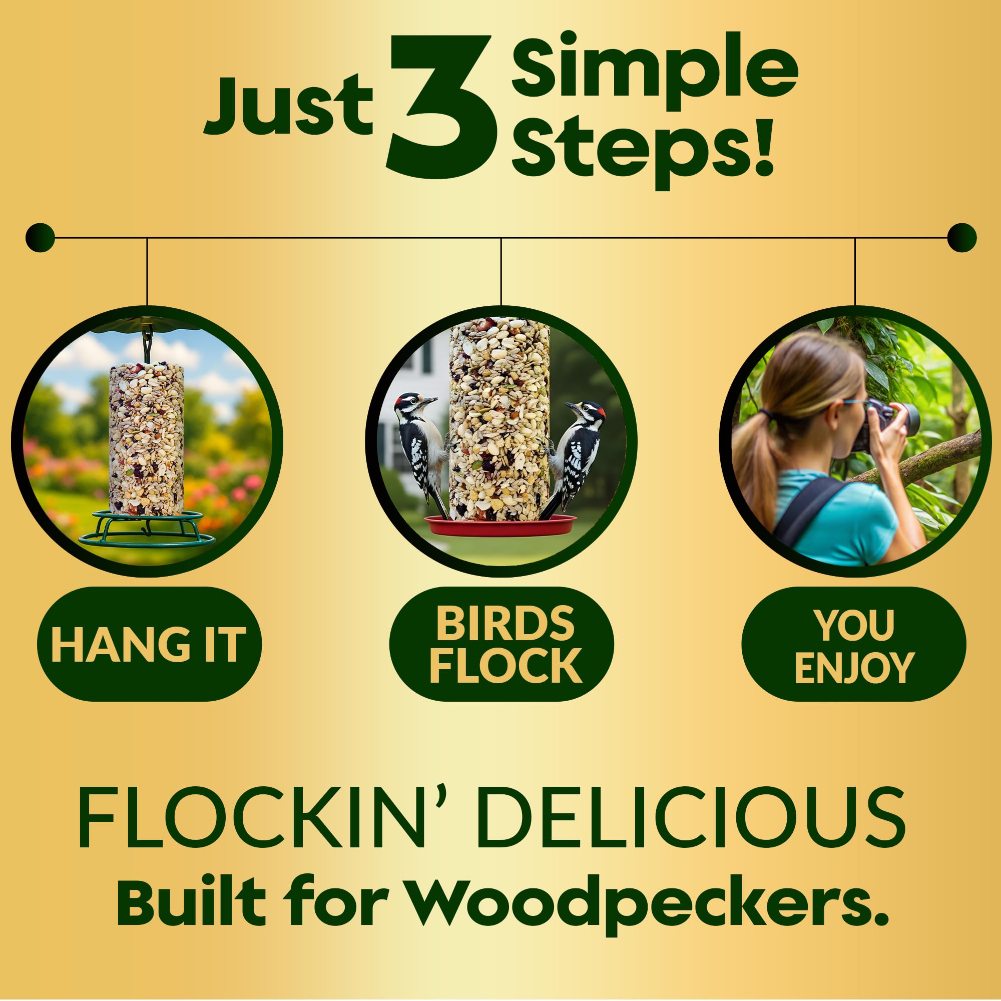 Flockin' Woodpecker Seed Cylinder backyard birding with various species.