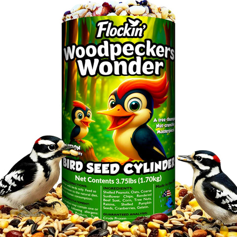 Flockin' Woodpecker Seed Cylinder hole overview for backyard feeders.