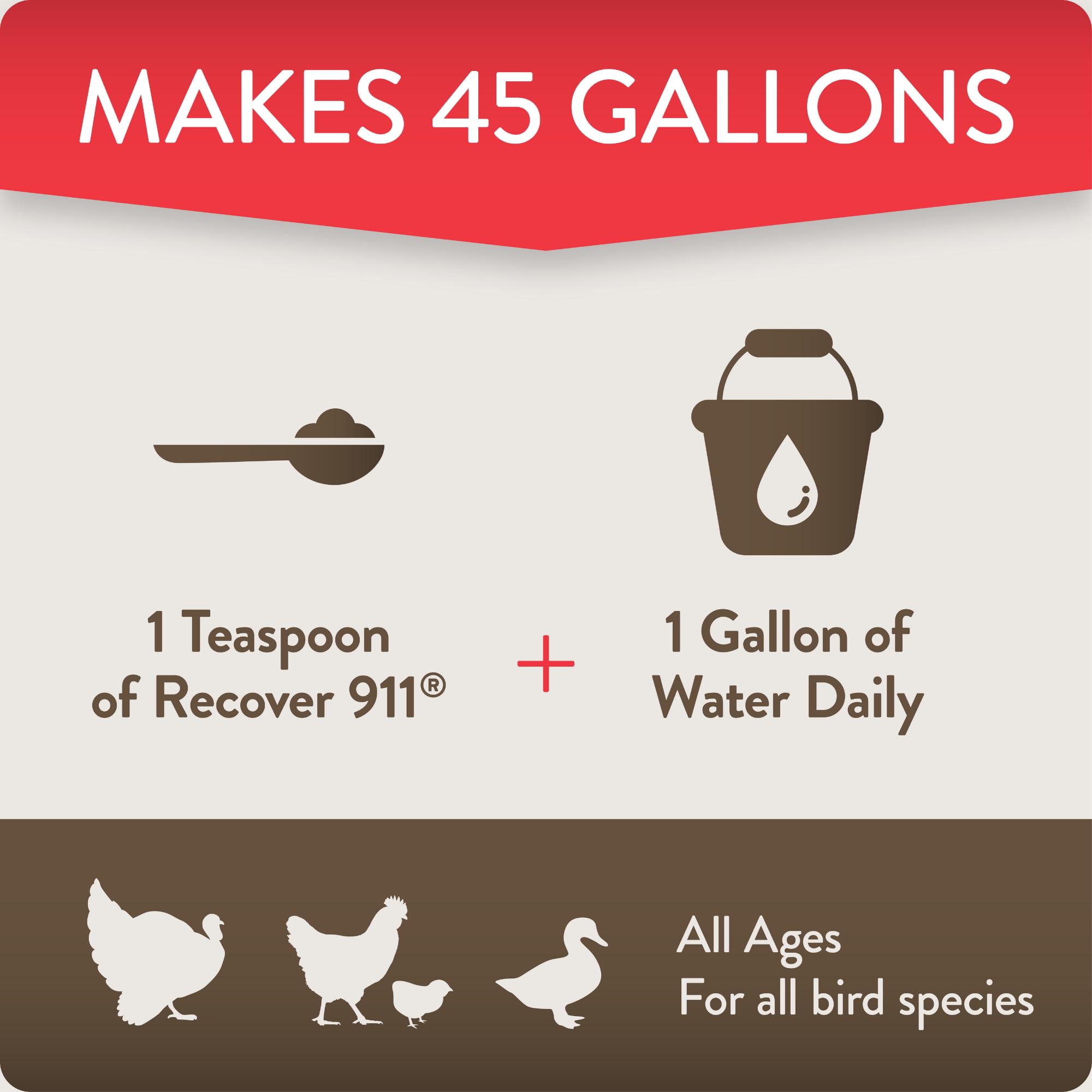 FLOCKLEADER Recover 911 packaging highlighting USA-sourced ingredients.