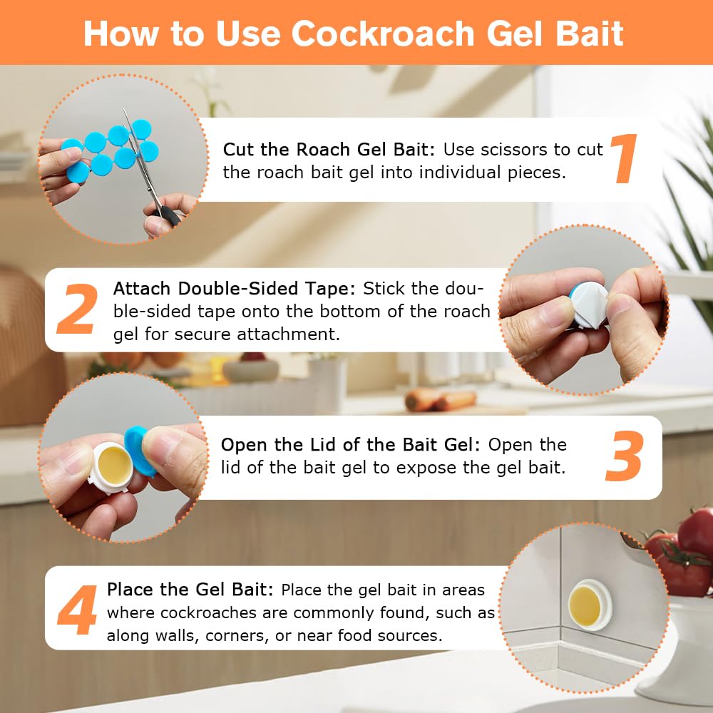FLODTEEK roach gel bait 32-pack close-up shows gel texture for quick uptake.