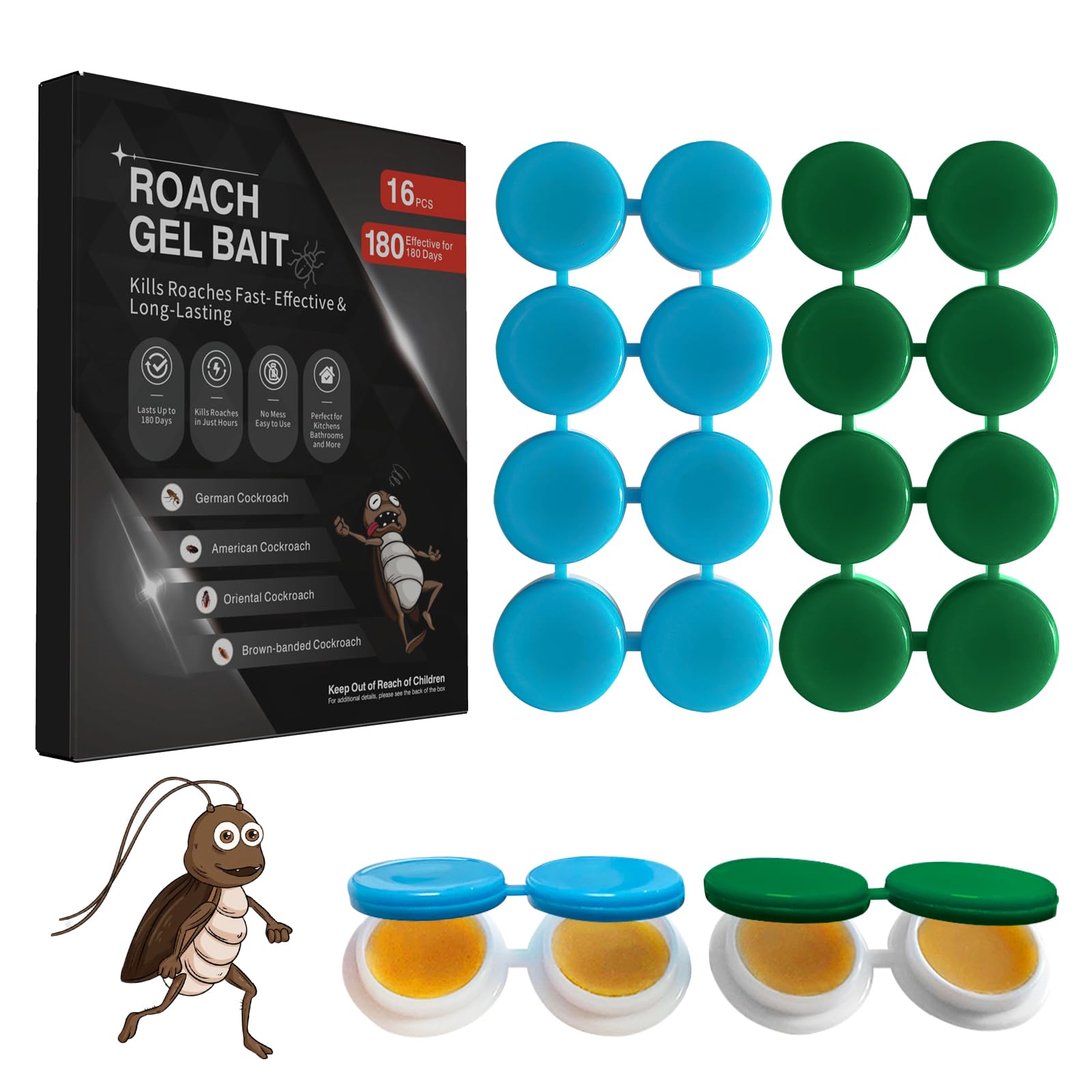 FLODTEEK roach gel bait 16-pack for fast indoor control