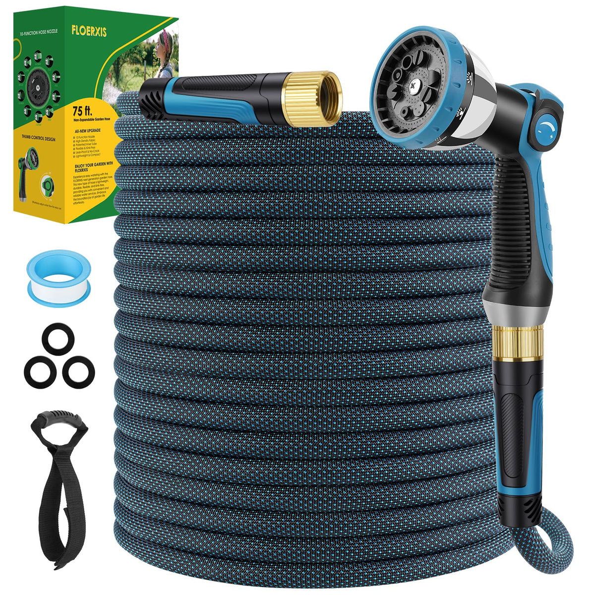 FLOERXIS 75 ft non-expandable hose ready for steady watering