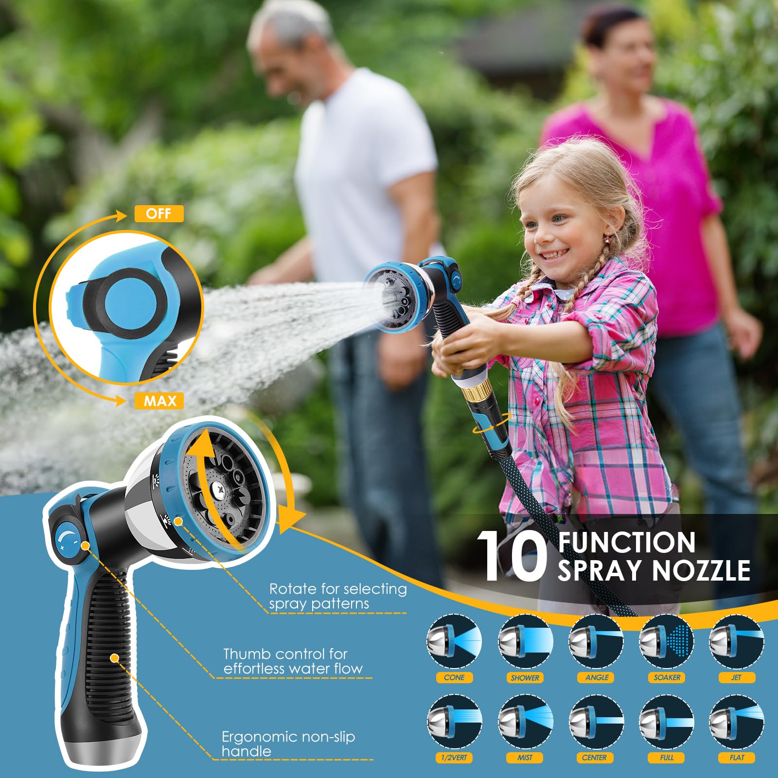 Durable braided exterior and leak-proof design protect against wear.