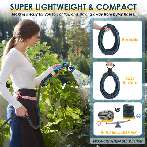 Kink-free 360 swivel connector maintains smooth water flow during use.