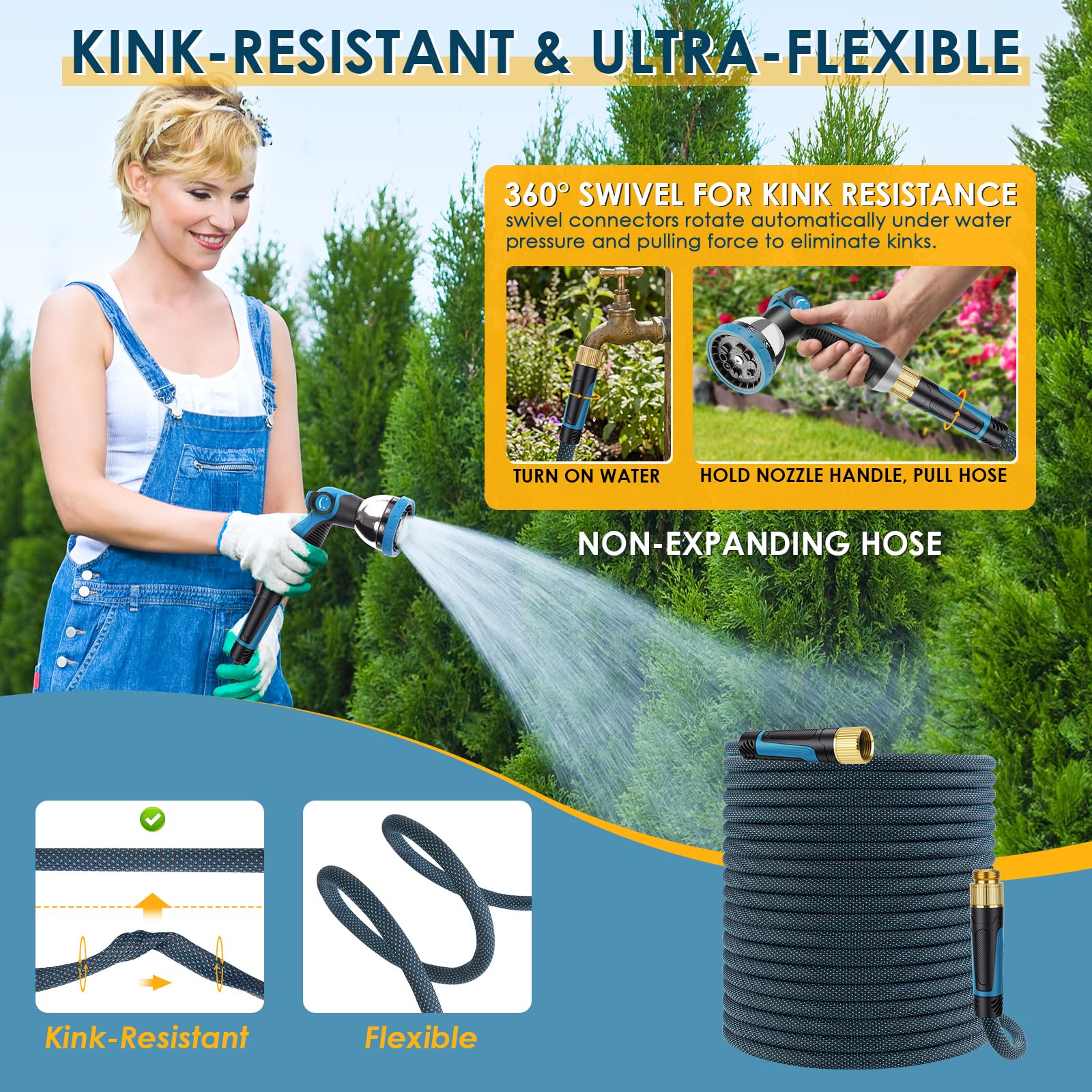 FLOERXIS kink-free design with 360° swivel to prevent twists.