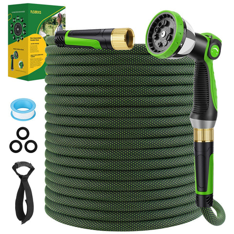 FLOERXIS 25 ft non-expandable garden hose showing kink-free flexibility for easy watering
