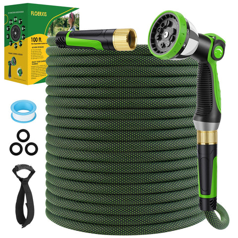 FLOERXIS non-expandable hose 100ft highlights long-lasting durability for steady watering.