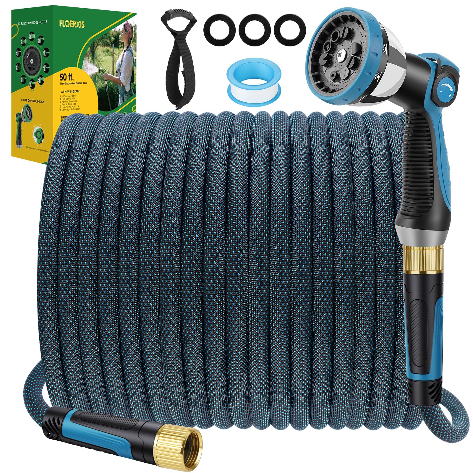 FLOERXIS compact storage strap keeps hoses organized.