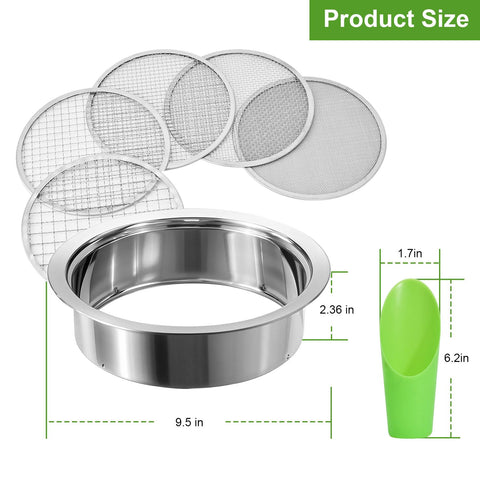 FLOLXNB 9.5-inch sieve set supports precise soil screening