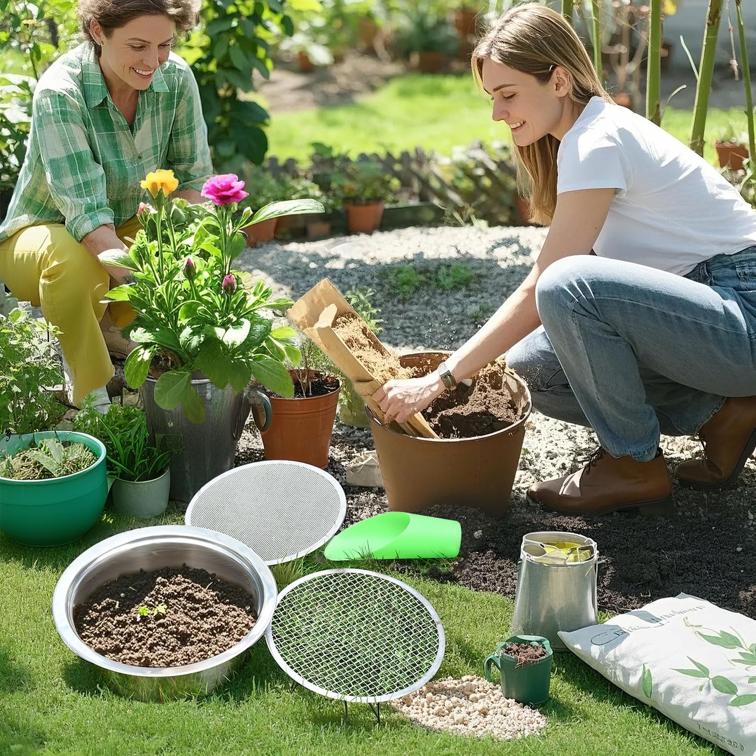 FLOLXNB sieve removes stones before planting for better soil texture
