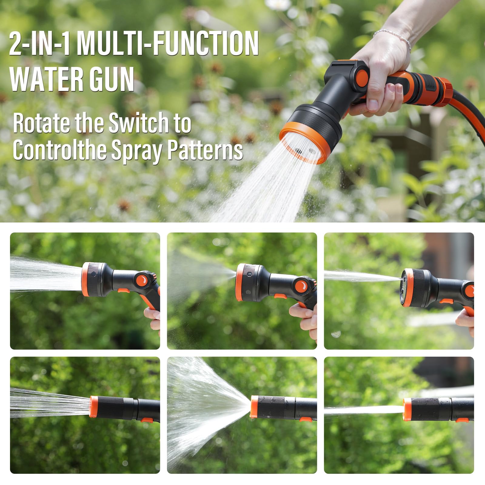 Flonexa belt-driven hose guide prevents tangles during use.
