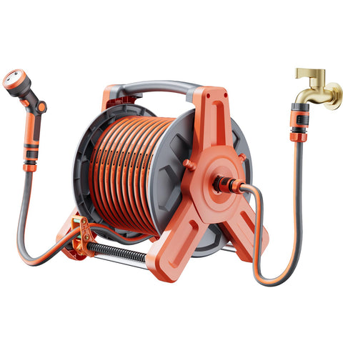 Flonexa garden hose reel with 100ft hose for tidy yard watering.