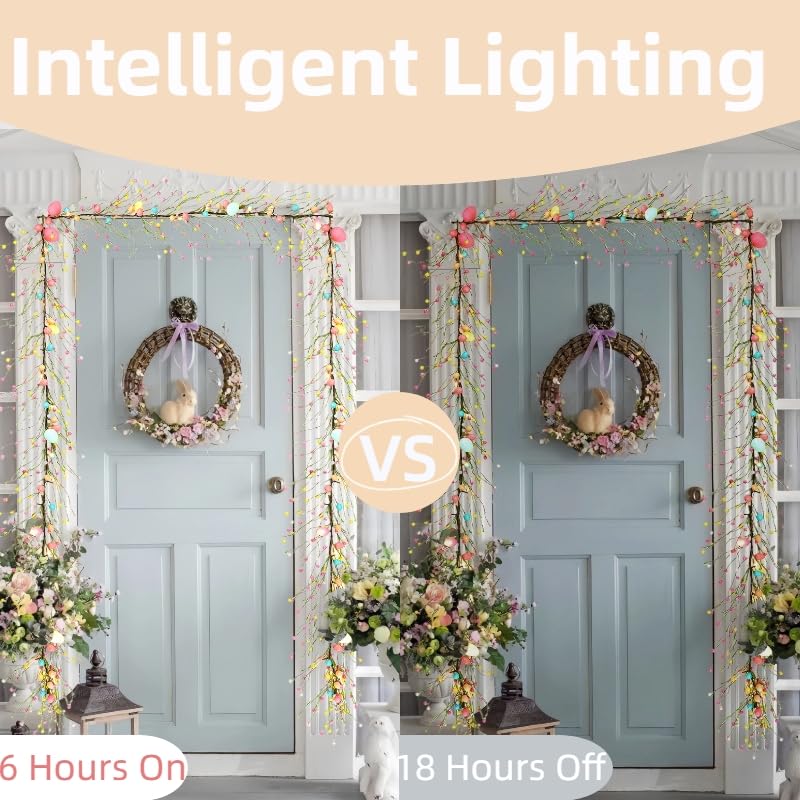 Flopttsun Easter garland features a timer for automatic evening glow and energy efficiency.