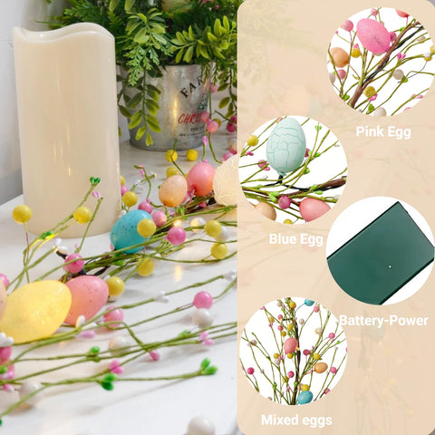 Flopttsun Easter garland with berries and eggs adds colorful charm to mantles, windows, or doors.
