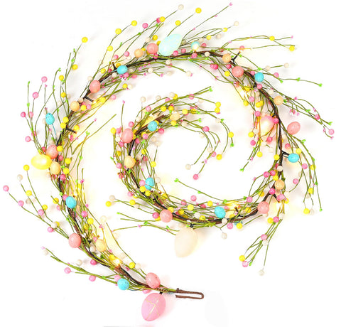 Flopttsun Easter garland with warm white lights creates cozy ambience for indoor and covered outdoor spaces.