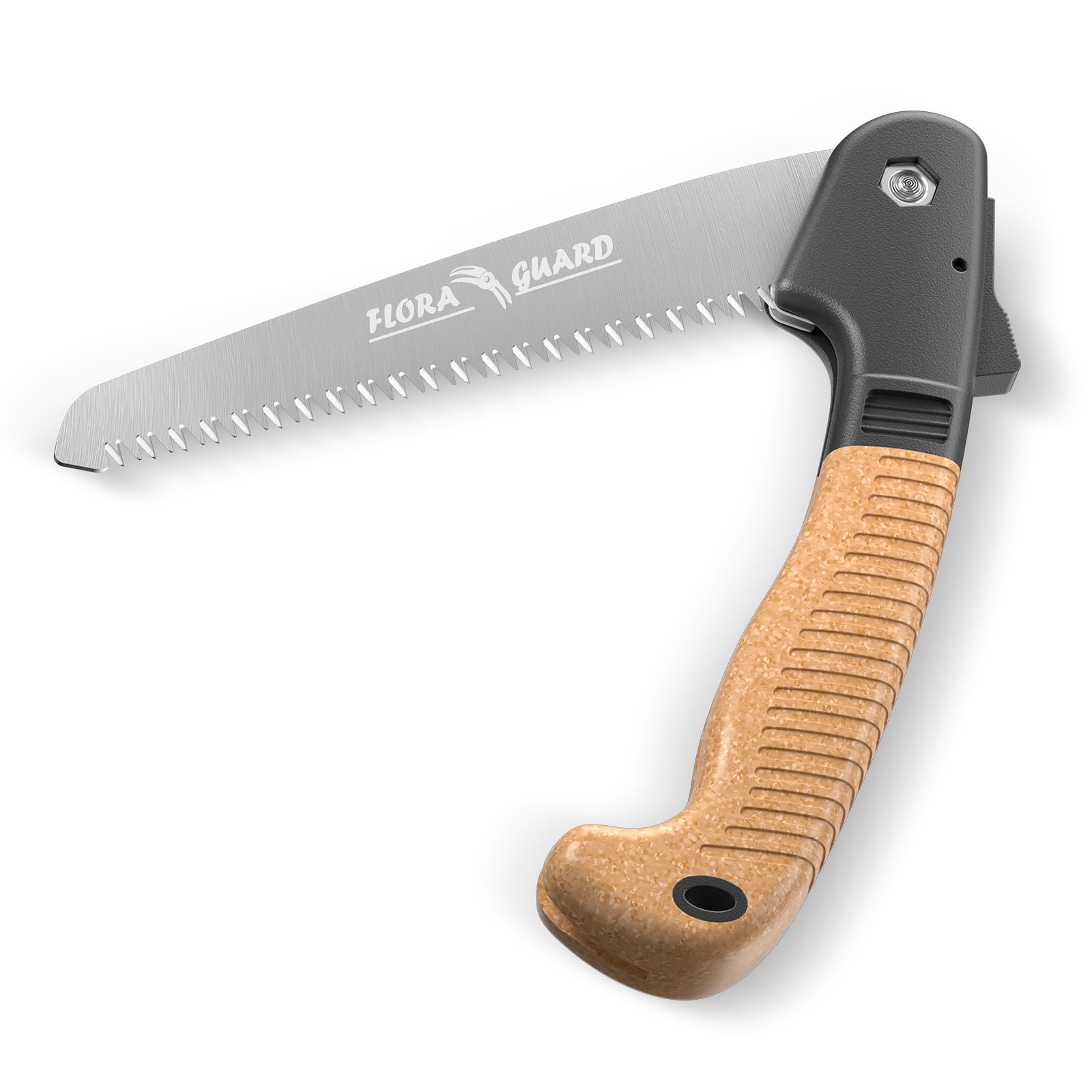 FLORA GUARD 7.7-inch folding hand saw blade cutting branches smoothly.