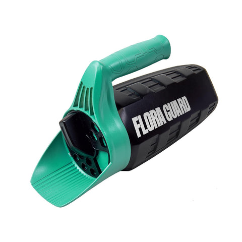 FLORA GUARD Hand Seed Spreader with lid adjustment for precise seed distribution.