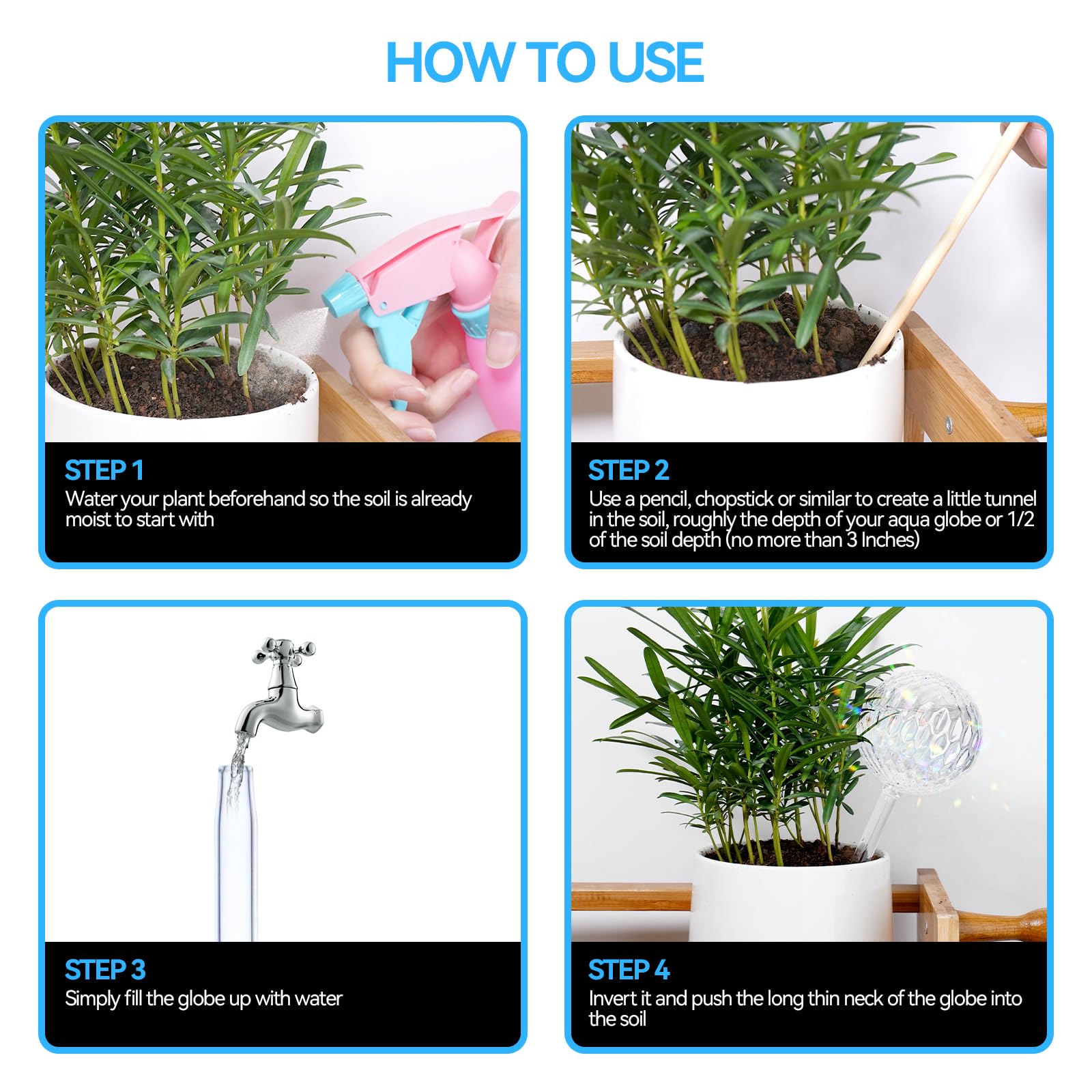 FLORA GUARD Iridescent globes add decorative charm while supporting plant health.