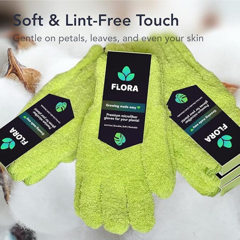 Wet or dry, Flora gloves ready for dust-free leaves.
