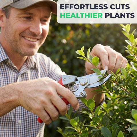 Flora Pruning Shears in a garden setting, ideal for roses and bonsai pruning.