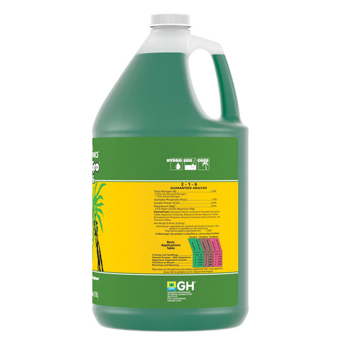 Close-up of FloraGro label with usage guidance.