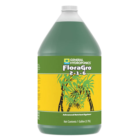 FloraGro bottle showcasing balanced NPK and minerals for plants.