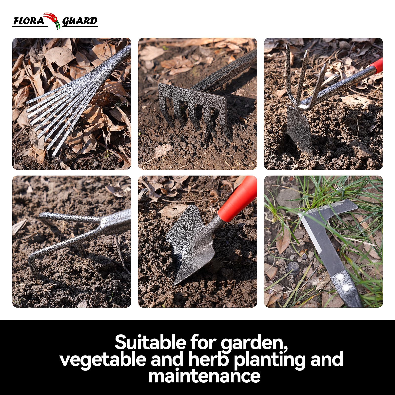 Flora Guard 6-Piece Garden Tool Set crack weeder for cleaning narrow gaps and edges.