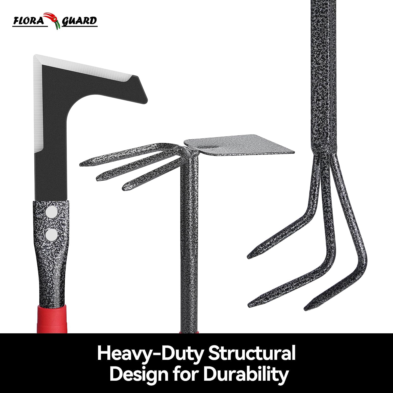 Flora Guard 6-Piece Garden Tool Set cultivator for loosening soil and aerating beds.