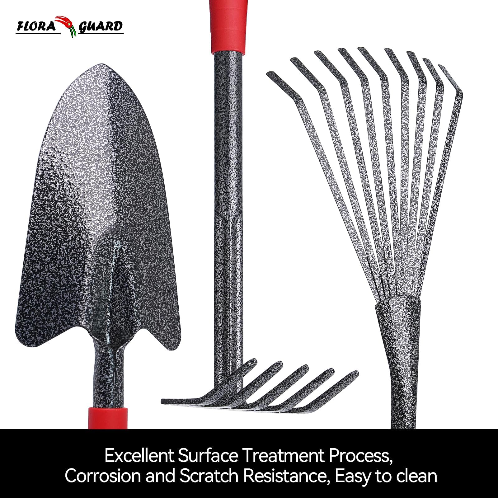 Flora Guard 6-Piece Garden Tool Set double hoe for breaking up compact soil.
