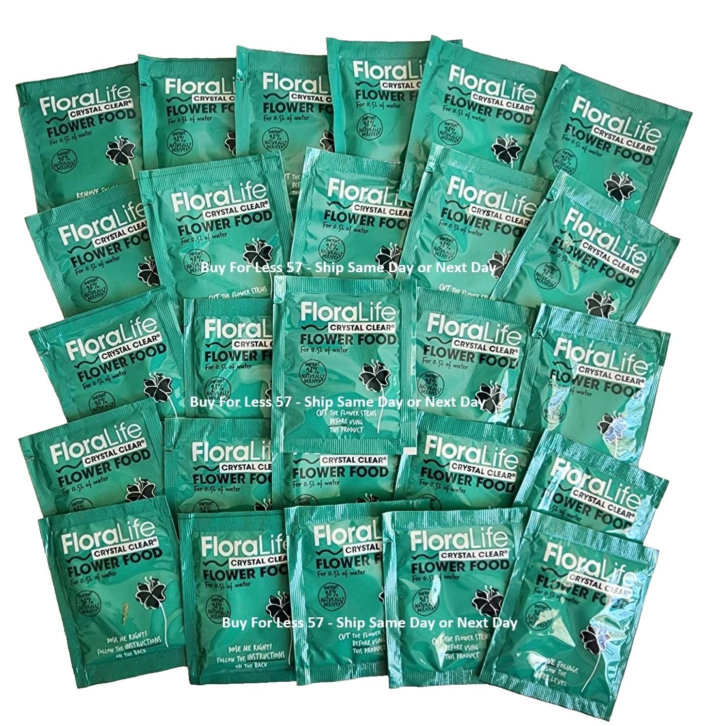 Floralife Flower Food 300 packet front view for longer-lasting bouquets.
