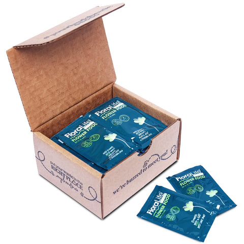 FloraLife fresh-cut flower food sachet nourishes blooms for longer-lasting color