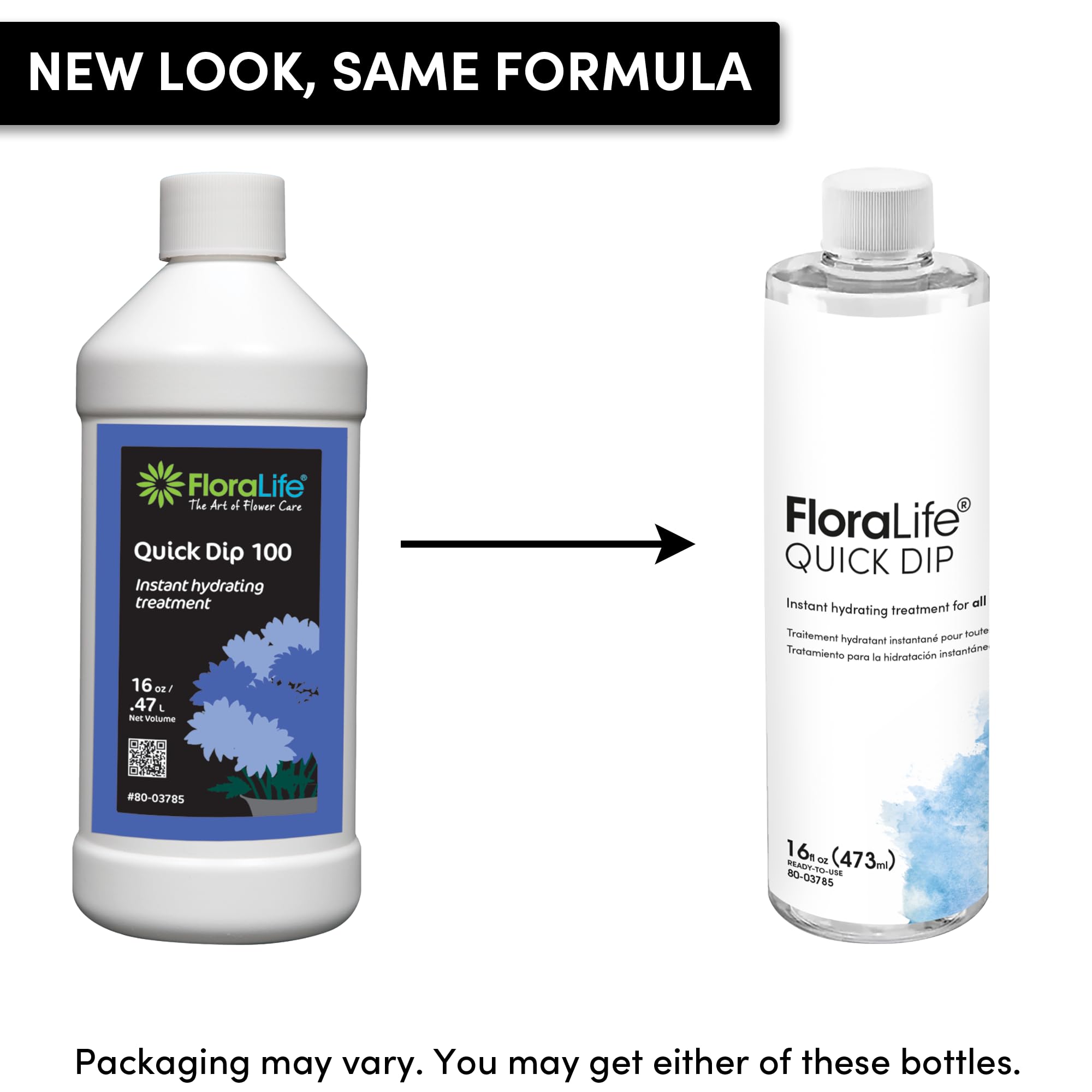 FloraLife Quick Dip—flowers-dipping scene shows instant, fragrance-free hydration.