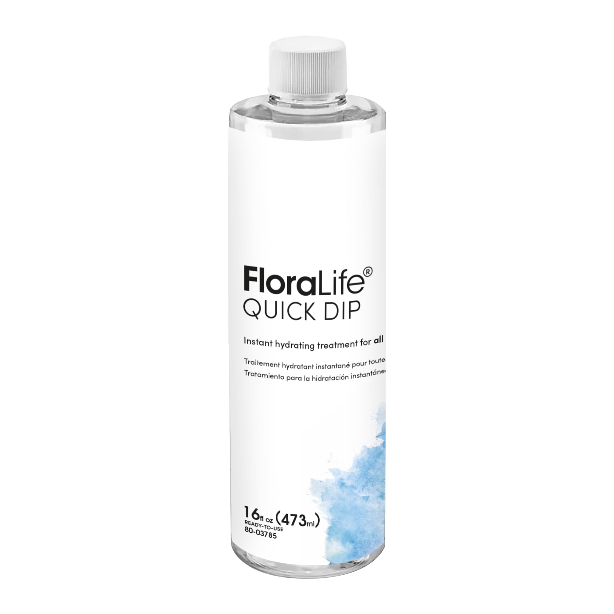 FloraLife Quick Dip Hydrating bottle delivers instant hydration for cut flowers.
