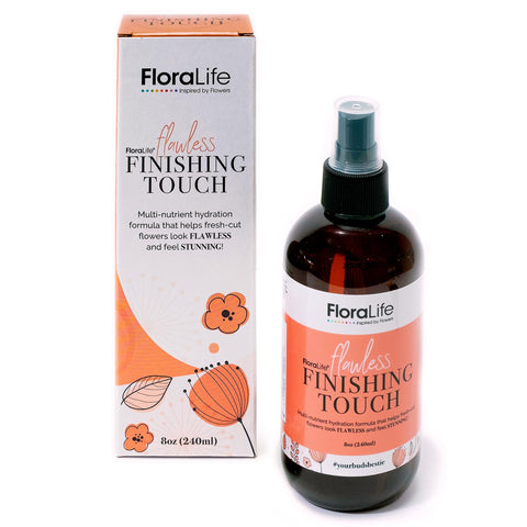 FloraLife Finishing Touch bottle ready to spritz fresh-cut flowers for vibrant, longer-lasting blooms.