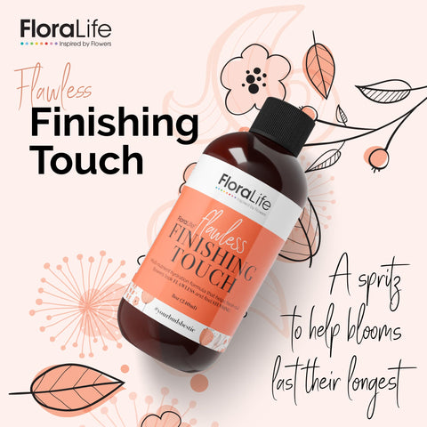 FloraLife Finishing Touch mist reviving petal color and hydration on flowers.