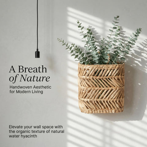 Floramill water hyacinth weave detail highlights natural texture for eco-friendly decor